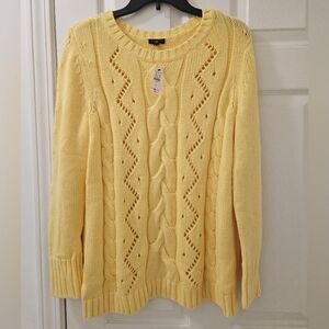Talbots Yellow Cable Knit Sweater